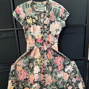 Carol Anderson Flowered Cotton Maxi Dress, Size 3/4